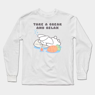 Relax and Unwind: Adorable Bunny Break Time! Long Sleeve T-Shirt